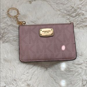 Pink Michael Kors Wallet / Card Holder w/ Keychain